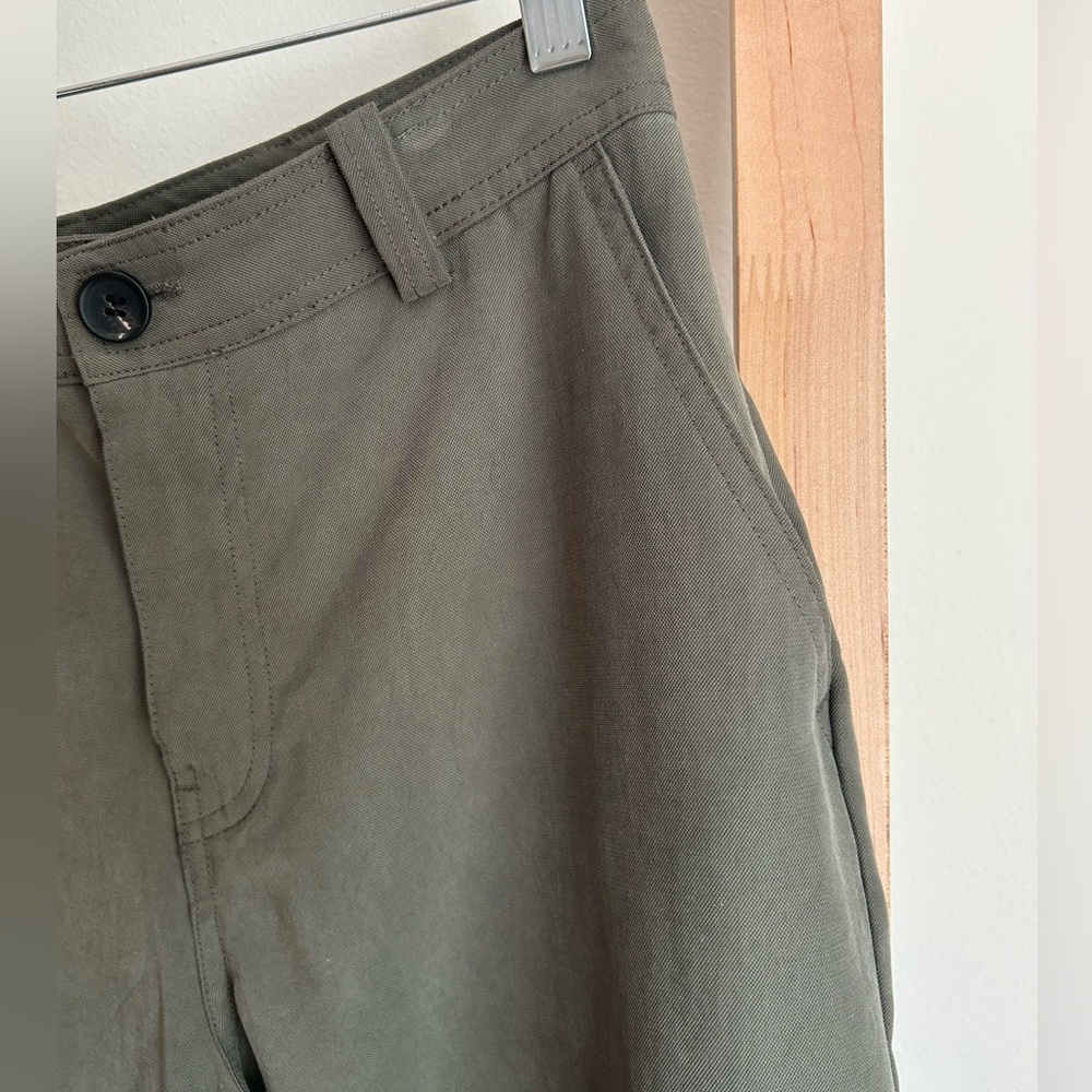 Zara Olive Chino Pants with Pleated Hems - Picture 6 of 7